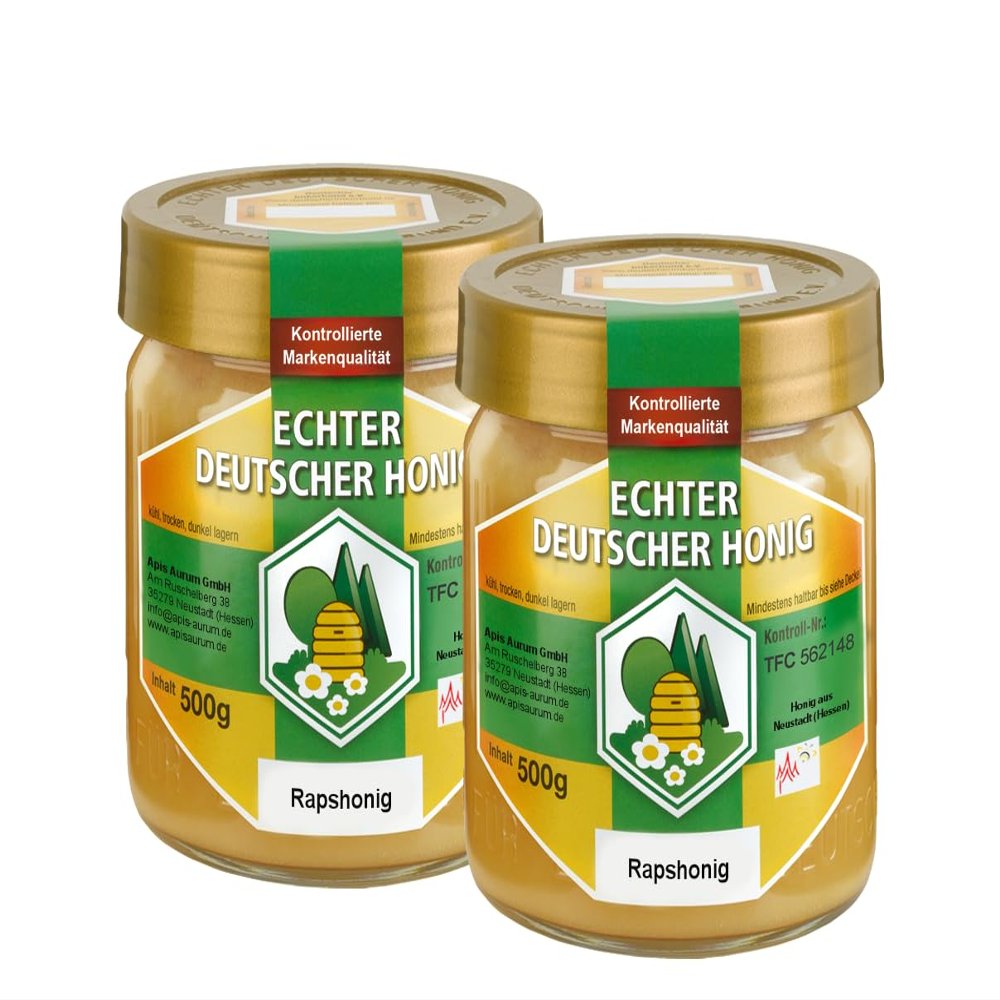 Rapeseed Honey 2 x 500 g – Genuine German Honey