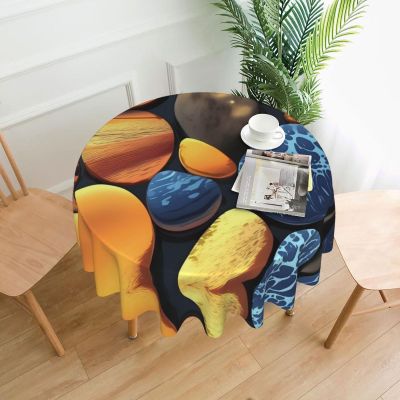 YYHHAOFA Decorative Round Tablecloth with Yellow Pebbles, 60 in