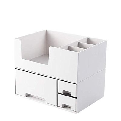 BITACS Cosmetic Storage Box, Dustproof Makeup Organizer for Cosmetics and Jewelry with Lid and Drawers