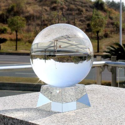 NIBHZ 7 cm K9 Crystal Ball with Stand, Clear Lens Ball for Meditation, Photography Props and Gifting