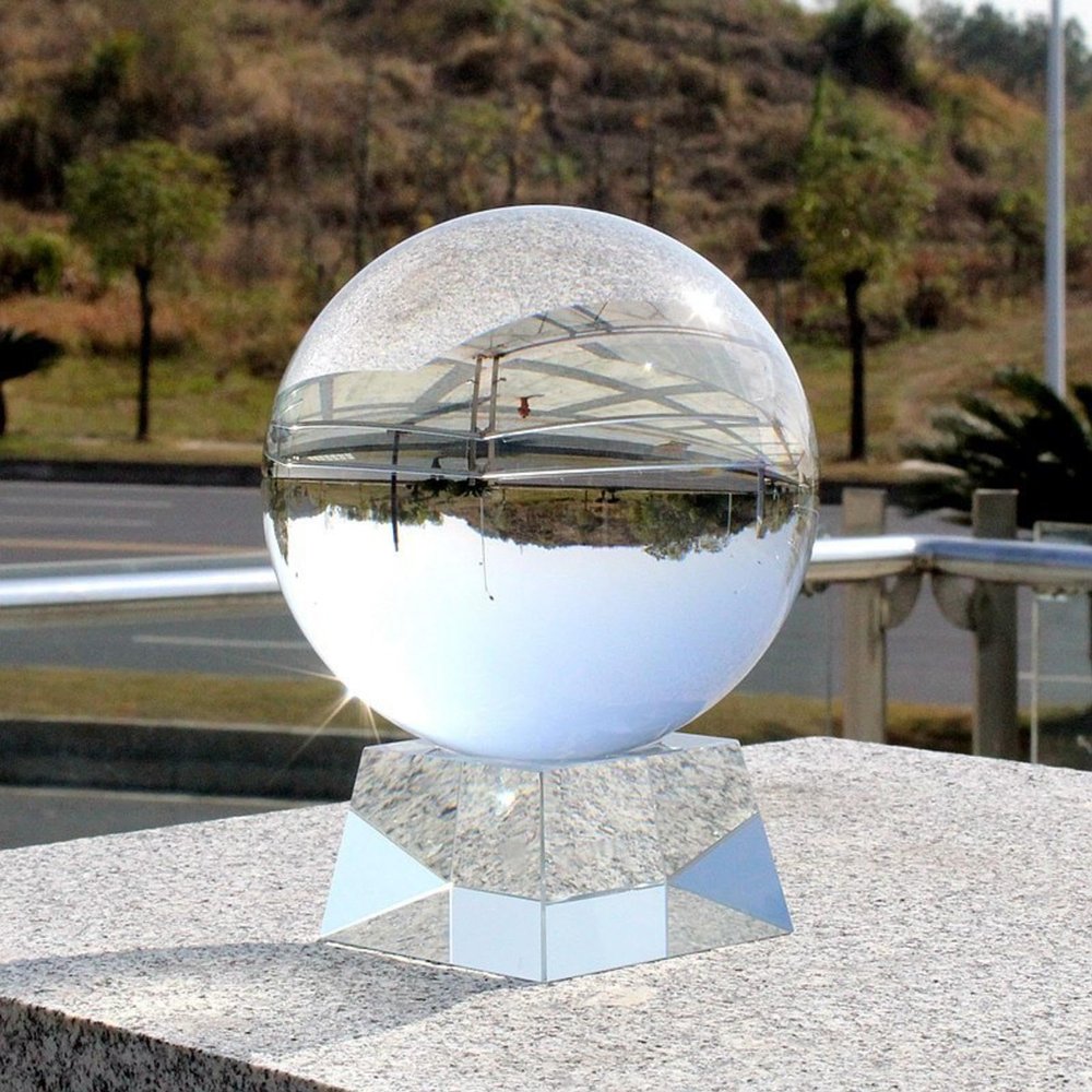 NIBHZ 7 cm K9 Crystal Ball with Stand, Clear Lens Ball for Meditation, Photography Props and Gifting