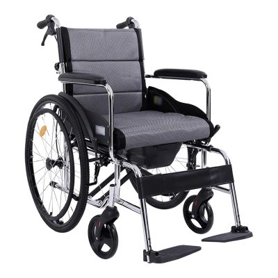 EYPKPL Foldable Transit Wheelchair with Handbrakes and Adjustable Backrest