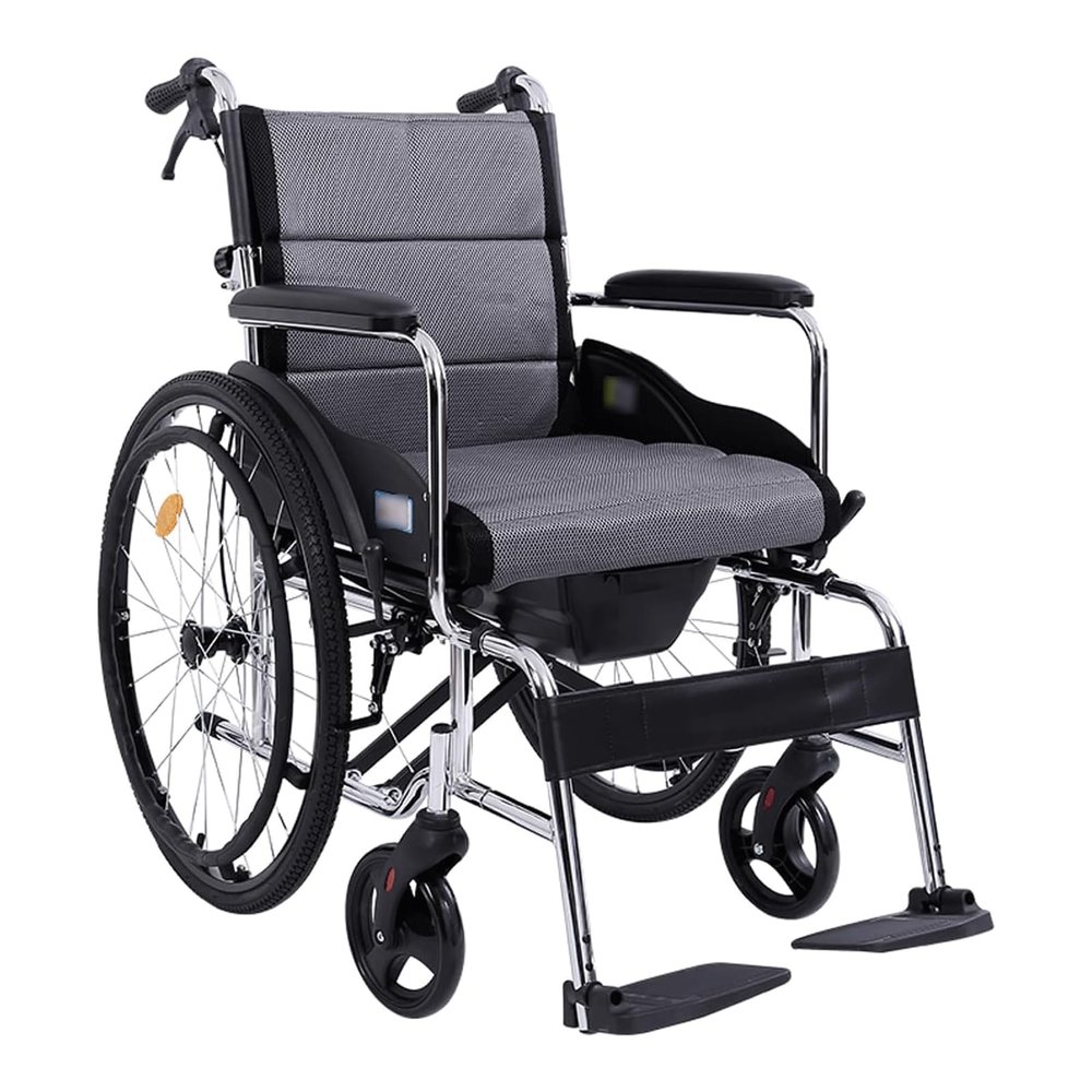 EYPKPL Foldable Transit Wheelchair with Handbrakes and Adjustable Backrest