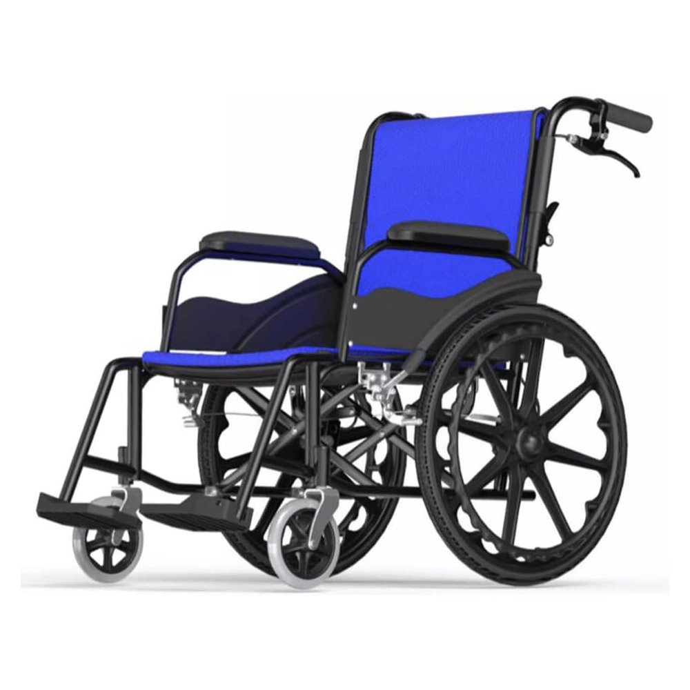 EYPKPL Transit Wheelchair, Manual Transport Chair with Hand Brakes and Ergonomic Seat, Foldable Carbon Steel