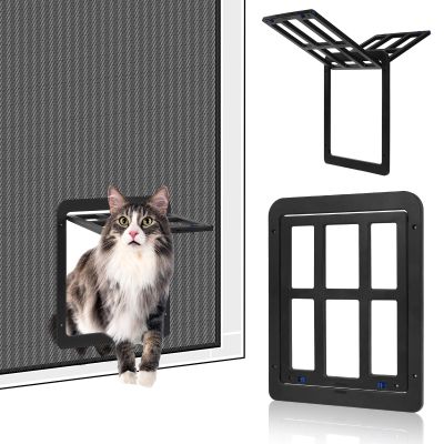 Adiwo Pet Door for Screen Doors, 31.5 x 25 cm, Black, Automatic Closure, with Phillips Screwdriver