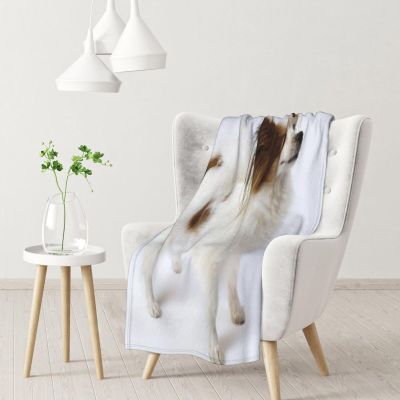 ASEELO 102 x 76 cm White Papillon Fleece Blanket, Sofa Throw for Bed, Couch, and Travel