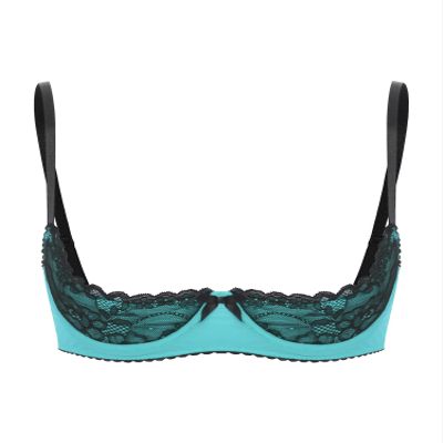 Winying Women's Lace Push-Up Half-Cup Bra, Turquoise, XXL