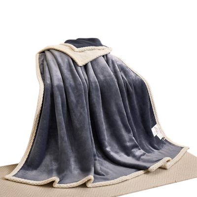 Thdsubb Double-Sided Sherpa Throw Blanket, Blue Gray, 100 x 150 cm