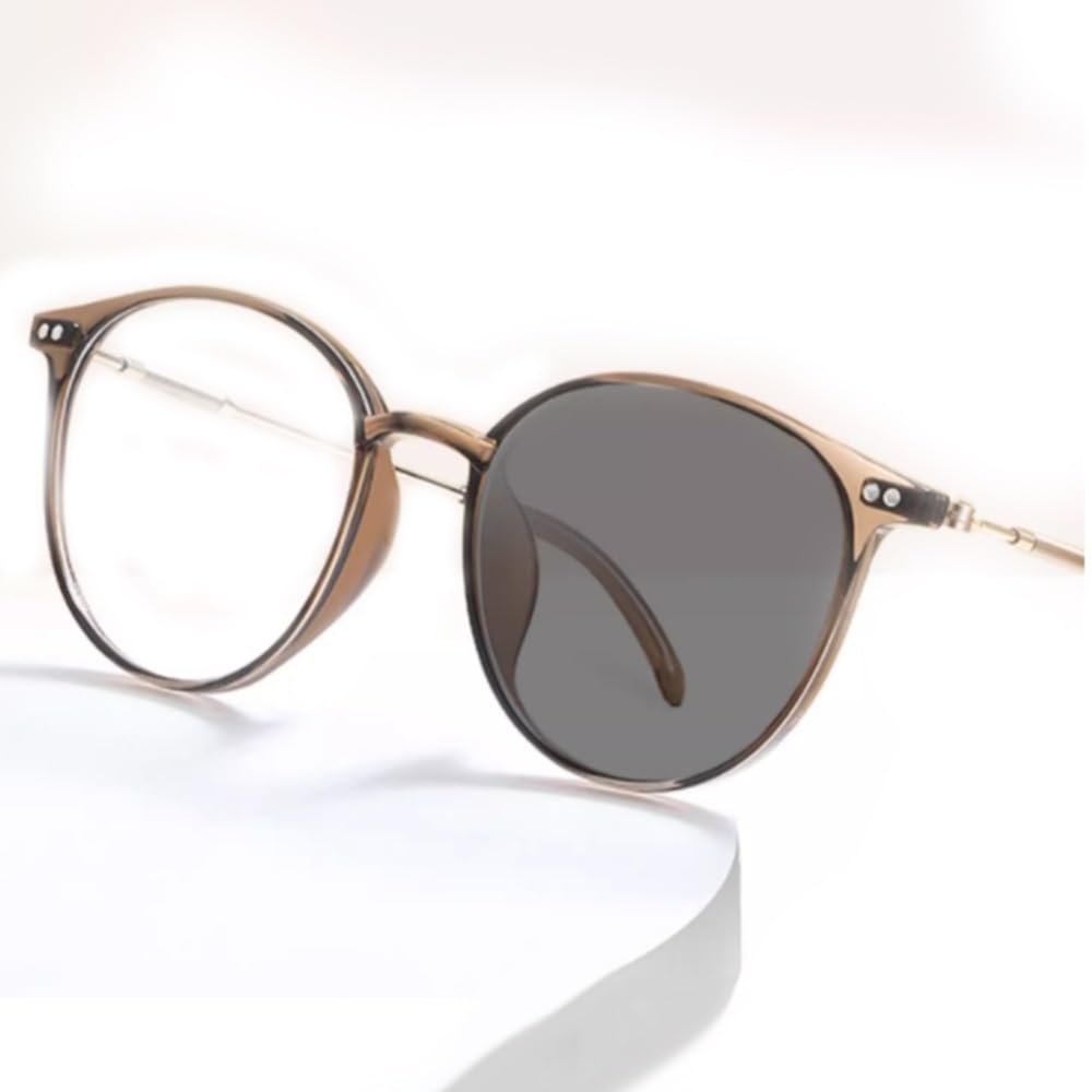NILZA Reading Sunglasses, Progressive Multifocal Readers, Brown, 3.00x