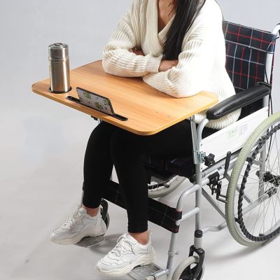 FUYAO Removable Wooden Wheelchair Tray Table with Phone Holder