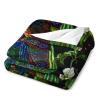 Peacock Flower Flannel Blanket, Warm Soft Fleece Blanket, 100 x 130 cm view 3