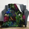 Peacock Flower Flannel Blanket, Warm Soft Fleece Blanket, 100 x 130 cm view 4