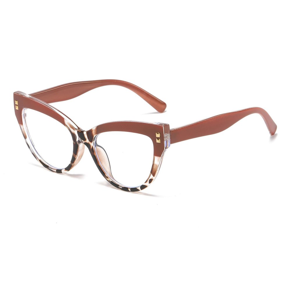 LJCZKA Retro Blue-Light-Blocking Cat-Eye Glasses for Women, Non-Prescription
