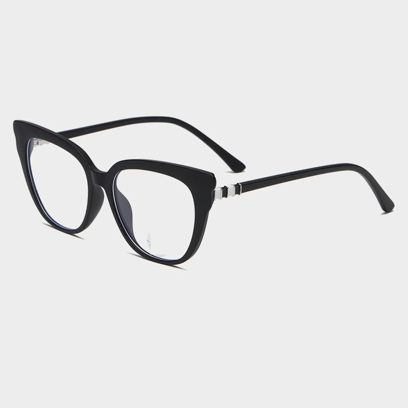 PARWANA Oversized Blue-Light-Blocking Computer Readers, Clear Vision, Cat-Eye Reading Glasses, Flat Light Mirror (Color: Sand-Black, Size: +2.00)