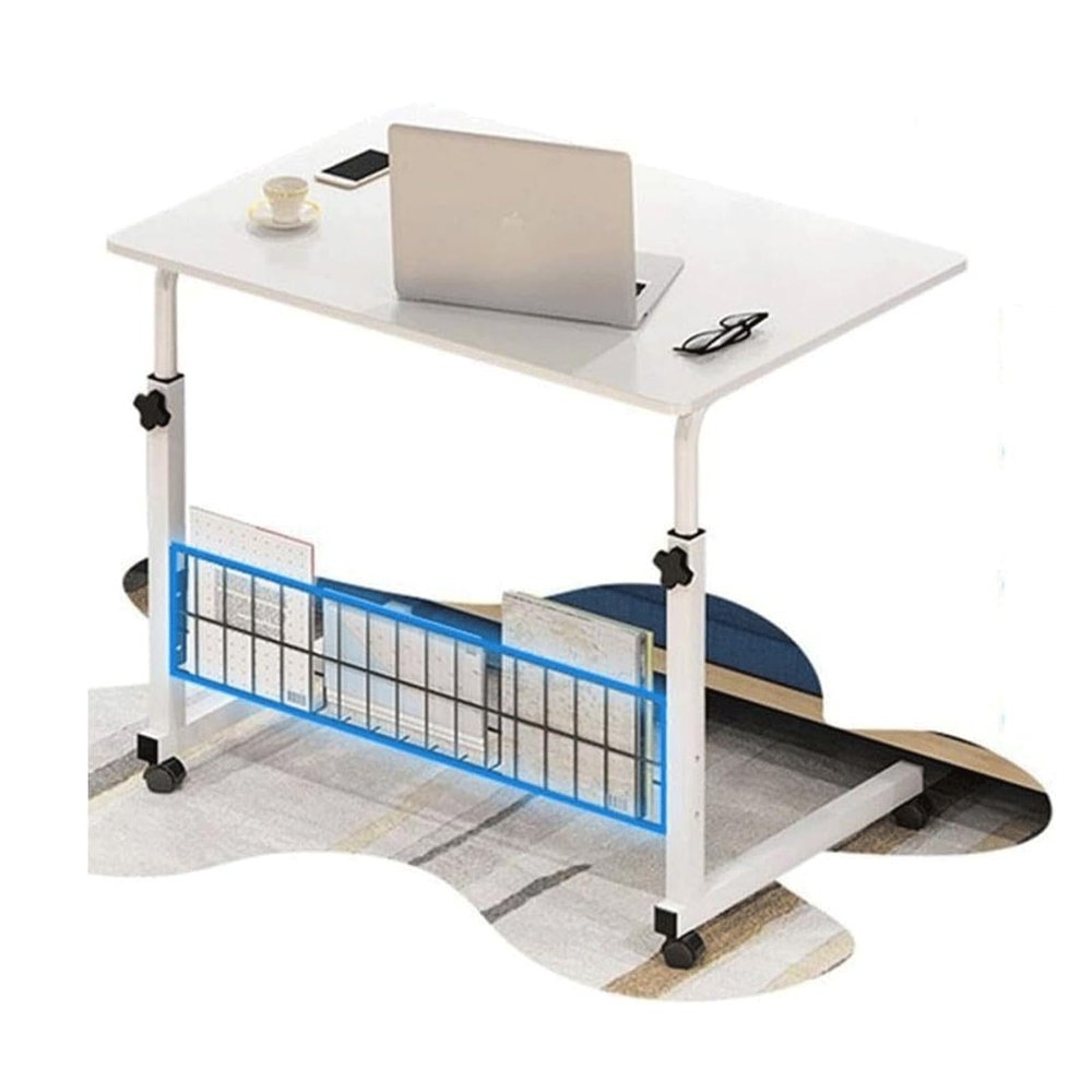 POCHY Overbed Table, Height-Adjustable Rolling Laptop Desk