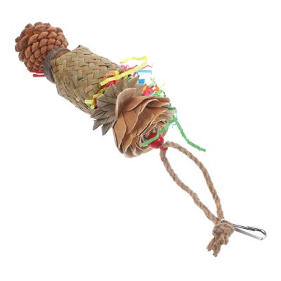 PRETYZOOM Natural Wood Hanging Chew Toy for Parrots and Birds