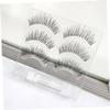 3 Pairs of Black False Eyelashes with Glue, Natural Crisscross Pattern view 2