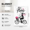 ASEELO 102 x 76 cm Paris Eiffel Tower Girl Bicycle Fleece Blanket for Bed, Couch and Travel view 3