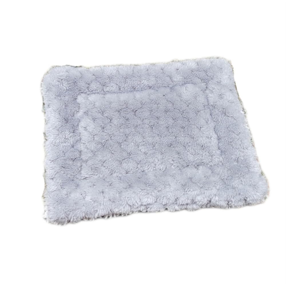 SimidunEUR Small Animal Plush Bed, Warm Fluffy Flannel Fleece Mat for Guinea Pigs, Hamsters, Rabbits, Kittens and Puppies, Gray, 26 × 33 cm