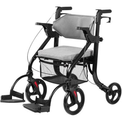 CEEBUS Folding Premium Rollator with Seat, 2-in-1 Walker and Transport Wheelchair