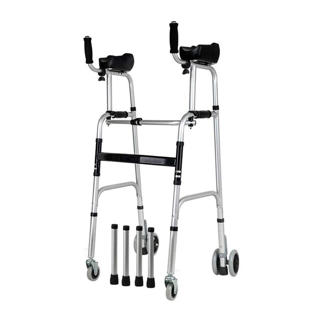 4-Wheel Walker, Foldable Rollator for Older Adults, Lightweight, Supports up to 200 kg, Adjustable, Compact, Double Comfort