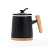 UYUME 13.5 oz Ceramic Tea Infuser Mug with Wooden Handle, Black/Red/White (Color: Red / Black) view 1