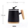 UYUME 13.5 oz Ceramic Tea Infuser Mug with Wooden Handle, Black/Red/White (Color: Red / Black) view 2