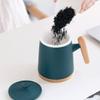 UYUME 13.5 oz Ceramic Tea Infuser Mug with Wooden Handle, Black/Red/White (Color: Red / Black) view 4