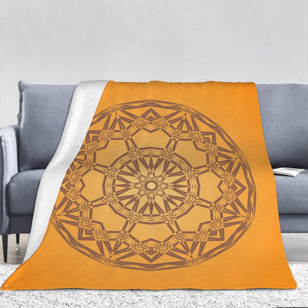 3D Geometric Art Flannel Throw Blanket, Burnt Orange, 100 x 130 cm