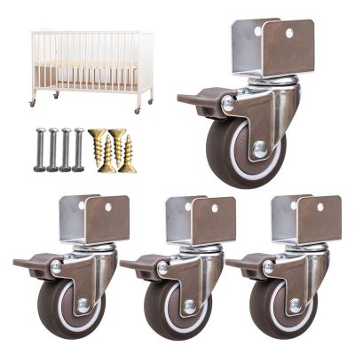 Furniture Swivel Casters, 1.5 in (38 mm), U-Bracket, 75 kg Capacity, 4-Pack
