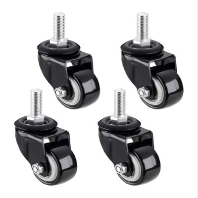 Furniture Casters, Swivel Casters, 50 mm, M8 x 25 mm, M10 x 25 mm, M12 x 25 mm Threaded Stems, Up to 200 kg, Quiet Rubberized Trolley Casters with Locking Brake