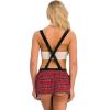 WSZJLN Lace Sexy Student Costume Lingerie Cosplay Plaid Uniform, Red, XL view 3