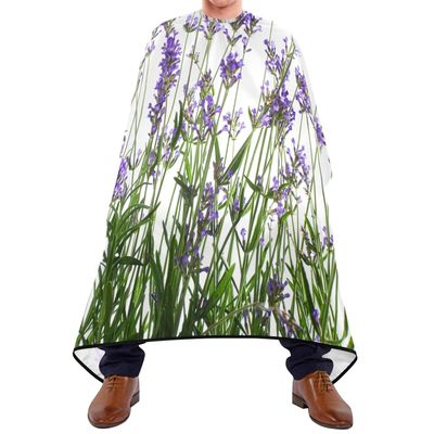 Lavender Purple Haircut Cape with Green Leaves, Antistatic Barber Cape for Kids and Adults