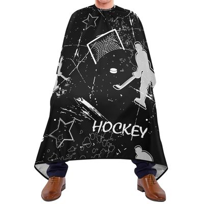 Hockey Player Silhouette Haircut Cape, Black