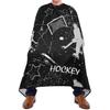 Hockey Player Silhouette Haircut Cape, Black view 1