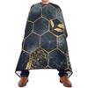Gold-Black Marble Geometric Diamond Haircut Cape with Gold Leaves view 1