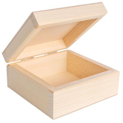 Creative Deco Small Wooden Box with Lid, 10 x 10 x 5 cm (±0.5 cm)