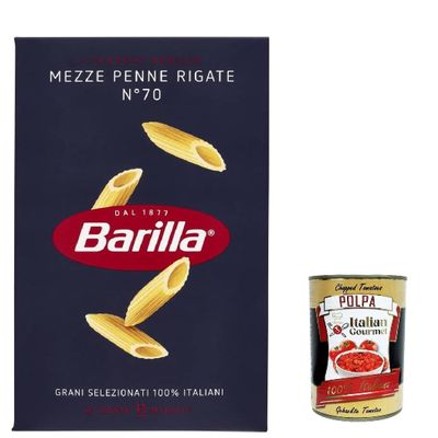 Italian Gourmet Mezze Penne Rigate No. 70 Pasta, 5 x 500 g, Durum Wheat