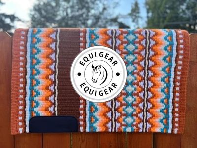 EQUIGEAR Western Show Horse Saddle Blanket, New Zealand Wool, Handcrafted, Sensor Flex, WW16 (34 x 33 in)