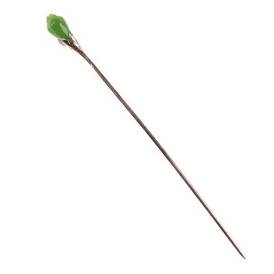 Chinese Hair Fork Hairpin for Women, Metal Hair Stick with Jade