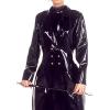 IDDSI Black Sexy Latex Robe with Double-Breasted Front Buttons, Rubber Coat Jacket, Transparent Black, XS view 1