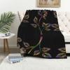 ASEELO 152 x 102 cm Blanket with Black and Gold Flowers, Fleece Throw for Sofa, Bed, Couch, and Travel view 1