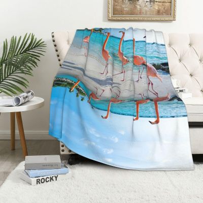 ASEELO 152 x 102 cm Beach Flamingo Fleece Blanket, Sofa Throw for Bed, Couch and Travel
