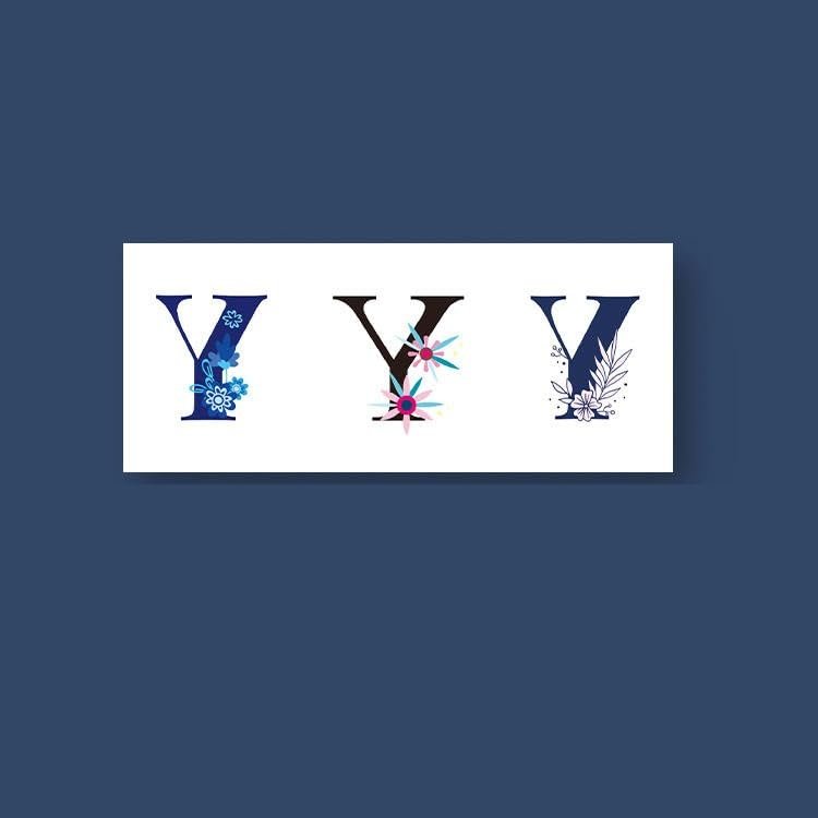 2 Sheets of English Letter ABCD Floral Temporary Tattoo Stickers