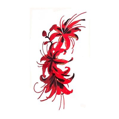 2-Piece Temporary Tattoo Stickers for Women, Waterproof Long-Lasting Faux Scar and Colorful Flower Designs for Abdomen and Thigh