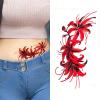 2-Piece Temporary Tattoo Stickers for Women, Waterproof Long-Lasting Faux Scar and Colorful Flower Designs for Abdomen and Thigh view 2