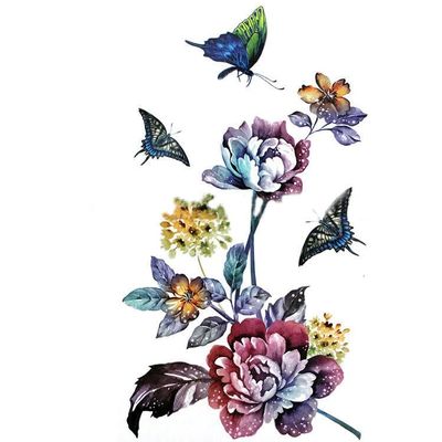 2 Waterproof Temporary Tattoo Stickers with Large Colorful Flowers for Women