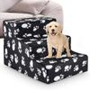 3-Step Dog Stairs with Washable Fabric Cover, Black view 1
