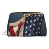 Leather Cosmetic Bag with Cute Dog and 3D Bald Eagle Design, Small Travel Organizer, One Size view 1
