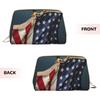 Leather Cosmetic Bag with Cute Dog and 3D Bald Eagle Design, Small Travel Organizer, One Size view 2